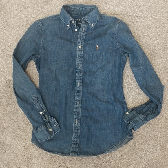 SOLD Ralph Lauren fitted denim shirt women's small - Picture 6 of 14
